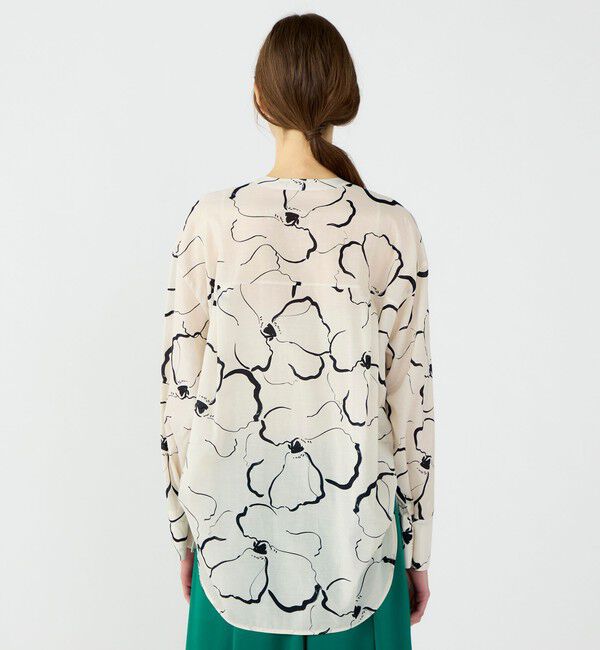 Ballsey「ドローイングフラワープリント サイドギャザーブラウス」|シャツ・ブラウス|