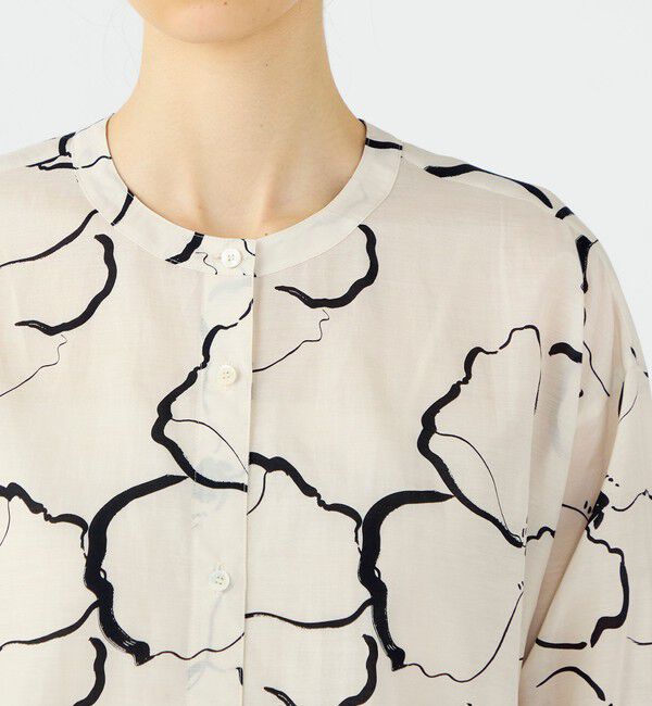 Ballsey「ドローイングフラワープリント サイドギャザーブラウス」|シャツ・ブラウス|