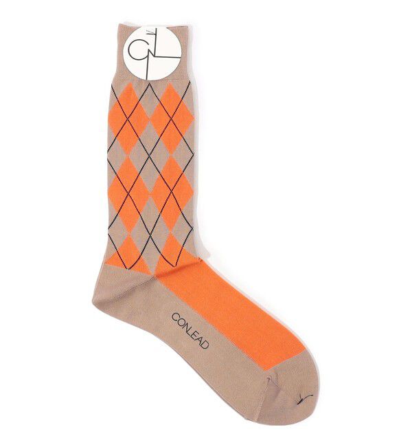 TOMORROWLAND GOODS「CONLEAD アーガイルソックス」|ソックス|44 オレンジ系