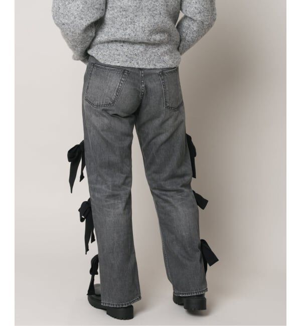  「スリットリボンデニムパンツ」|デニム|