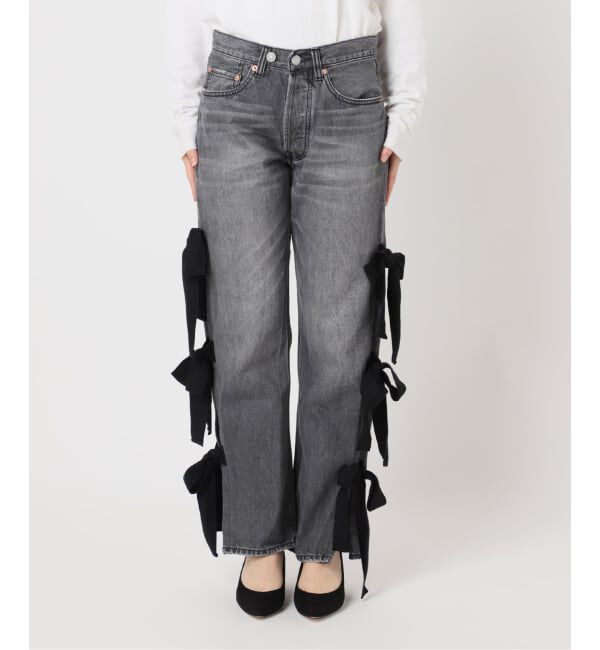  「スリットリボンデニムパンツ」|デニム|