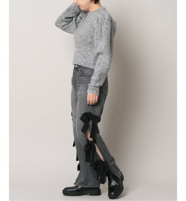  「スリットリボンデニムパンツ」|デニム|