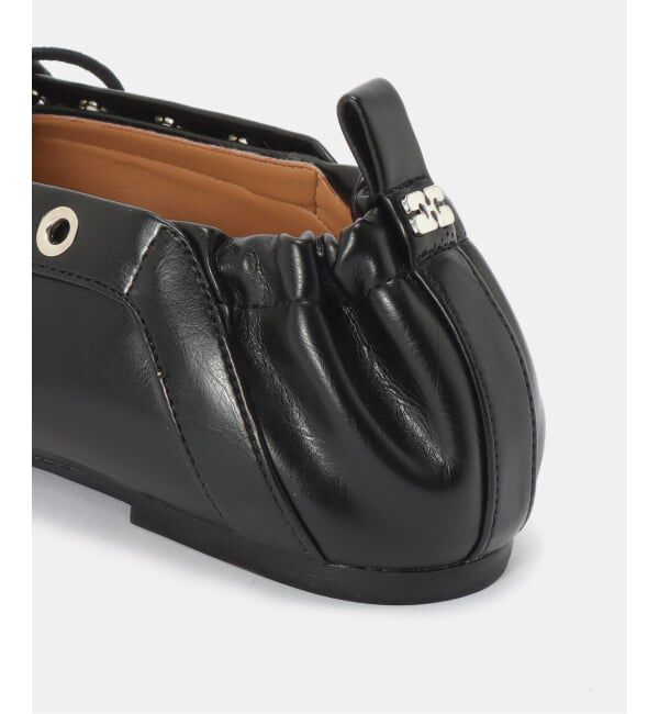 PULP「GANNI / ガニー Eyelets Lace Up Ballerina Crinkle」|バレエシューズ|