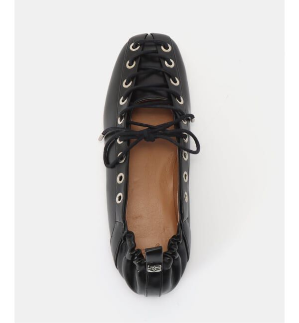 PULP「GANNI / ガニー Eyelets Lace Up Ballerina Crinkle」|バレエシューズ|