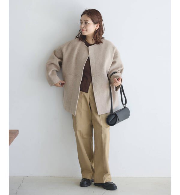 JOURNAL STANDARD「《追加》スーパー140ビーバーノーカラーショートコート」|ノーカラーコート|