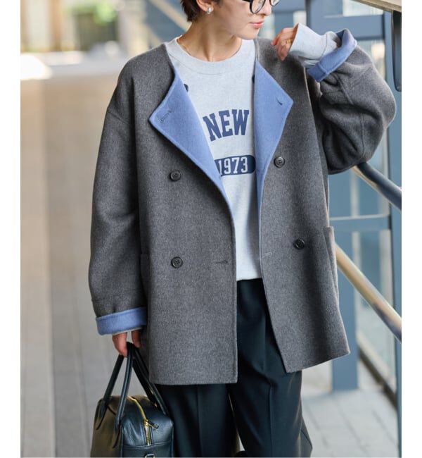 JOURNAL STANDARD relume「《新色》リバーシブルノーカラーショートコート」|ノーカラーコート|