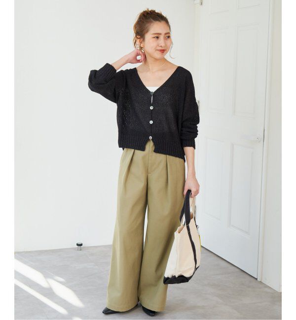 Spick and Span「ペーパーヤーンVネックカーディガン」|カーディガン|