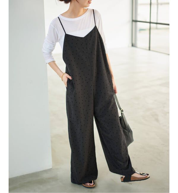 Spick and Span「《WEB限定》フロッキードットキャミサロペット」|オールインワン|