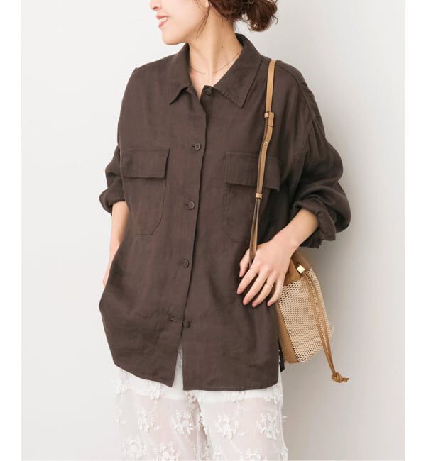 Spick and Span「リネンミックスストレッチシャツジャケット」|その他|ブラウン