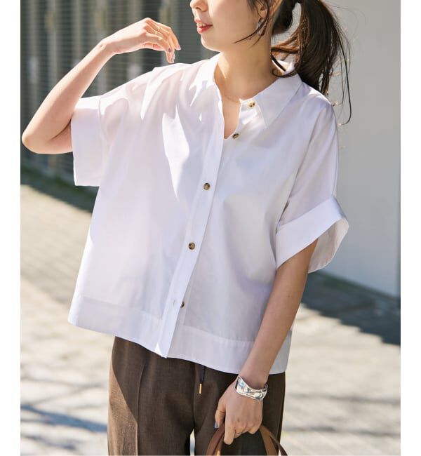 Spick and Span「《予約》ハーフスリーブポプリンシャツ」|シャツ・ブラウス|