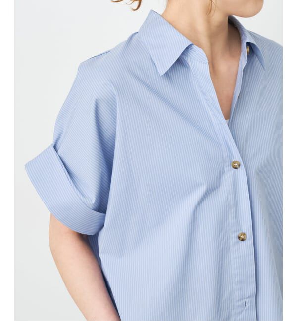 Spick and Span「《予約》ハーフスリーブポプリンシャツ」|シャツ・ブラウス|サックスブルー