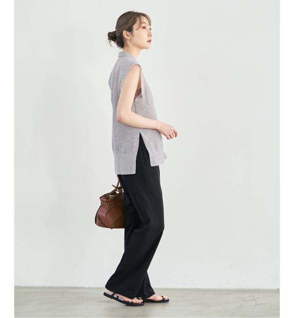 NOBLE「《追加予約・新色》【洗える】スポンジシアーノースリーブシャツニット」|ニット・セーター|