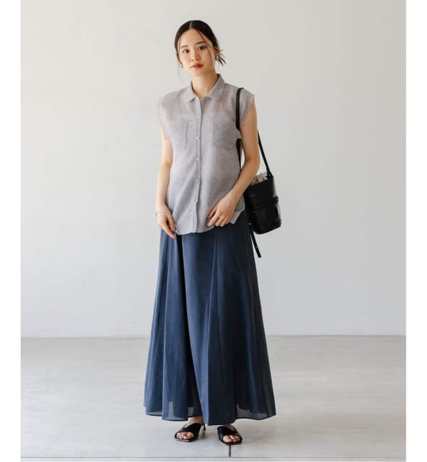 NOBLE「《追加予約・新色》【洗える】スポンジシアーノースリーブシャツニット」|ニット・セーター|