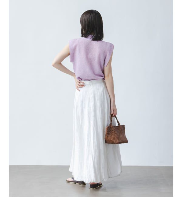 NOBLE「《追加予約・新色》【洗える】スポンジシアーノースリーブシャツニット」|ニット・セーター|