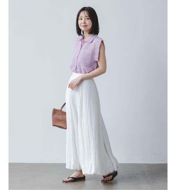 NOBLE「《追加予約・新色》【洗える】スポンジシアーノースリーブシャツニット」|ニット・セーター|