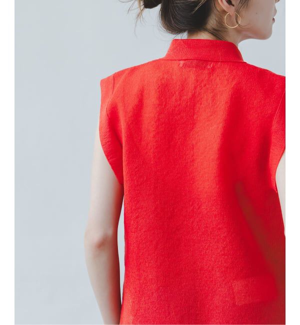 NOBLE「《追加予約・新色》【洗える】スポンジシアーノースリーブシャツニット」|ニット・セーター|