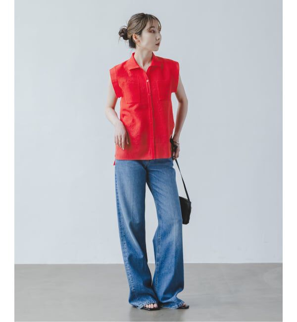 NOBLE「《追加予約・新色》【洗える】スポンジシアーノースリーブシャツニット」|ニット・セーター|