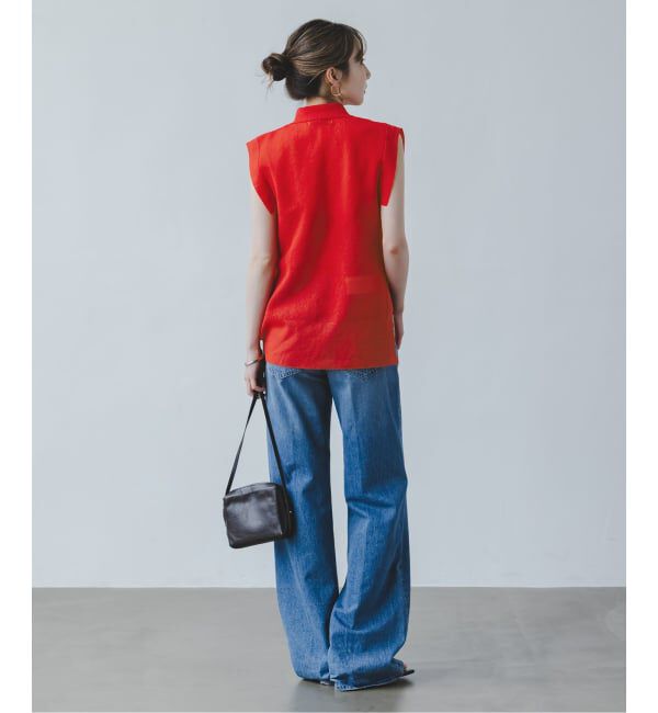 NOBLE「《追加予約・新色》【洗える】スポンジシアーノースリーブシャツニット」|ニット・セーター|