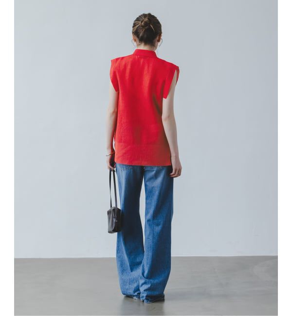 NOBLE「《追加予約・新色》【洗える】スポンジシアーノースリーブシャツニット」|ニット・セーター|