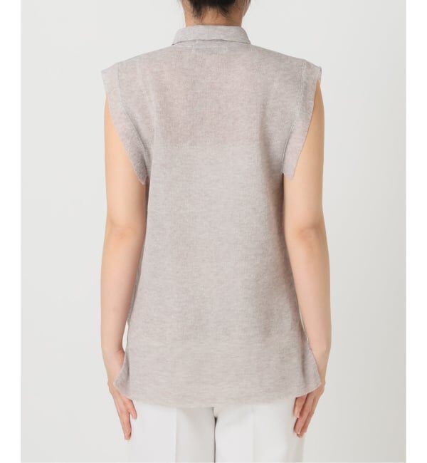 NOBLE「《追加予約・新色》【洗える】スポンジシアーノースリーブシャツニット」|ニット・セーター|