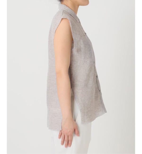 NOBLE「《追加予約・新色》【洗える】スポンジシアーノースリーブシャツニット」|ニット・セーター|