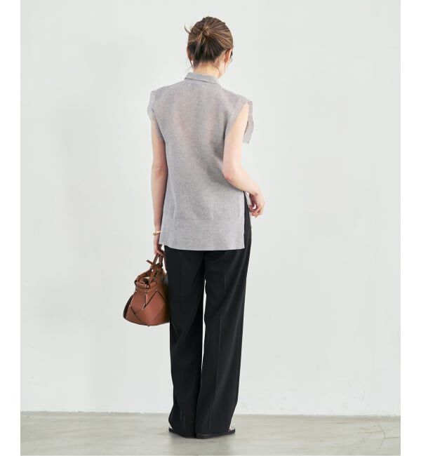 NOBLE「《追加予約・新色》【洗える】スポンジシアーノースリーブシャツニット」|ニット・セーター|