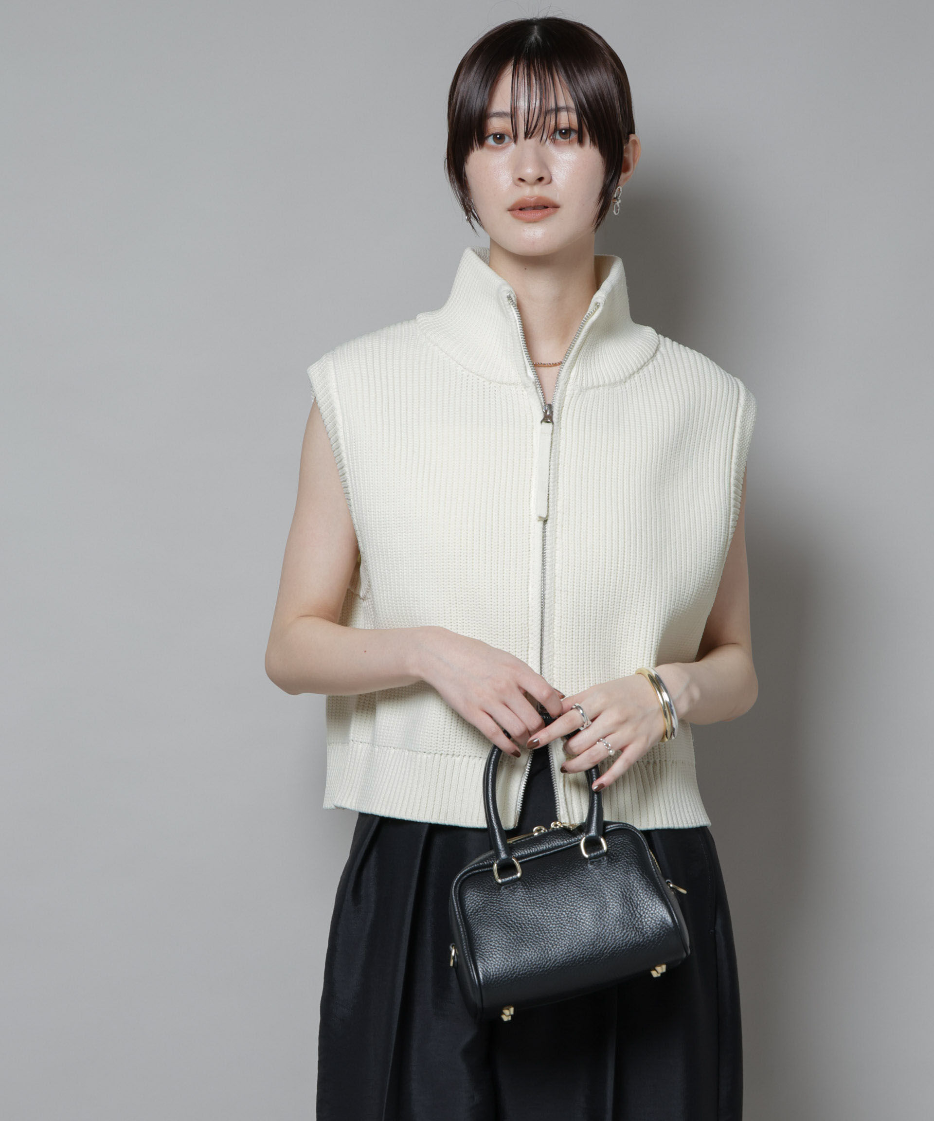 nano･universe「ダブルジップアップドライバーズニットベスト」|ニット・セーター|