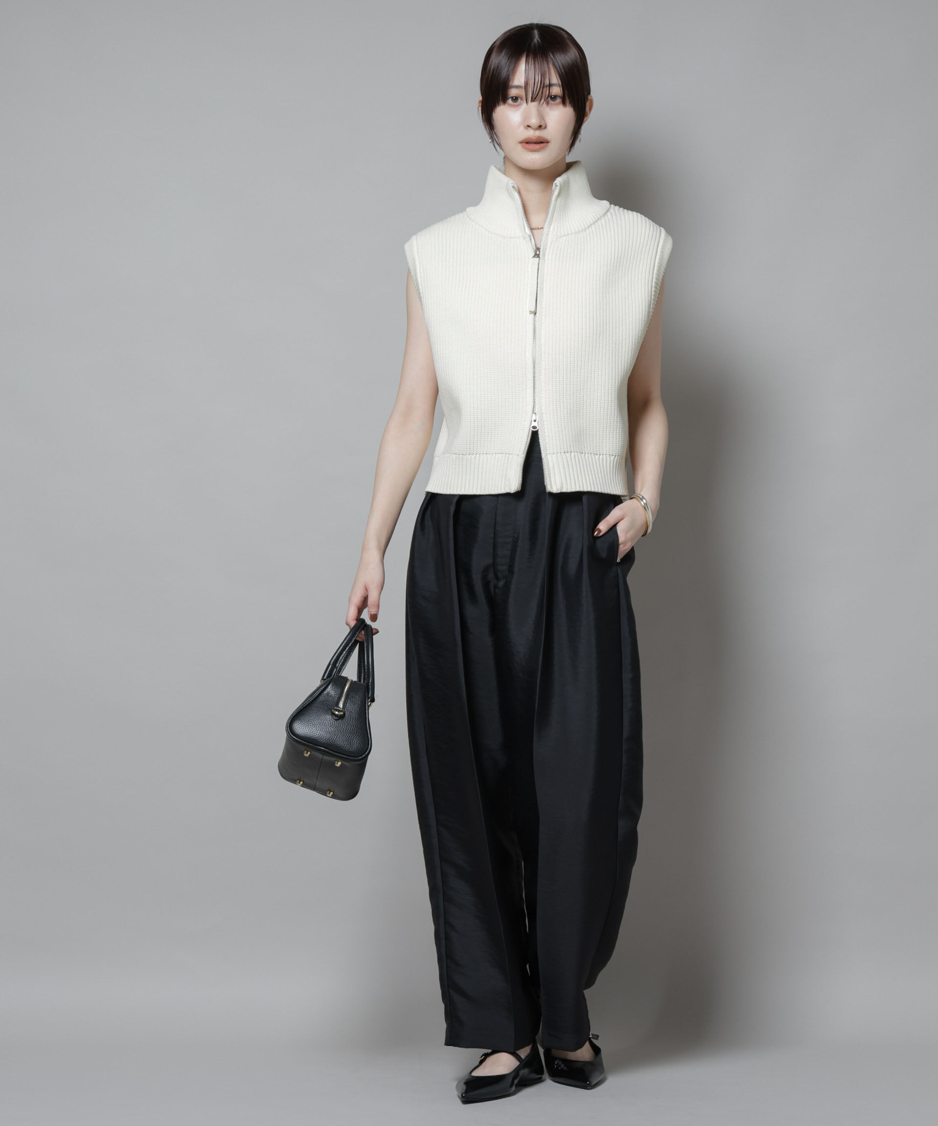 nano･universe「ダブルジップアップドライバーズニットベスト」|ニット・セーター|