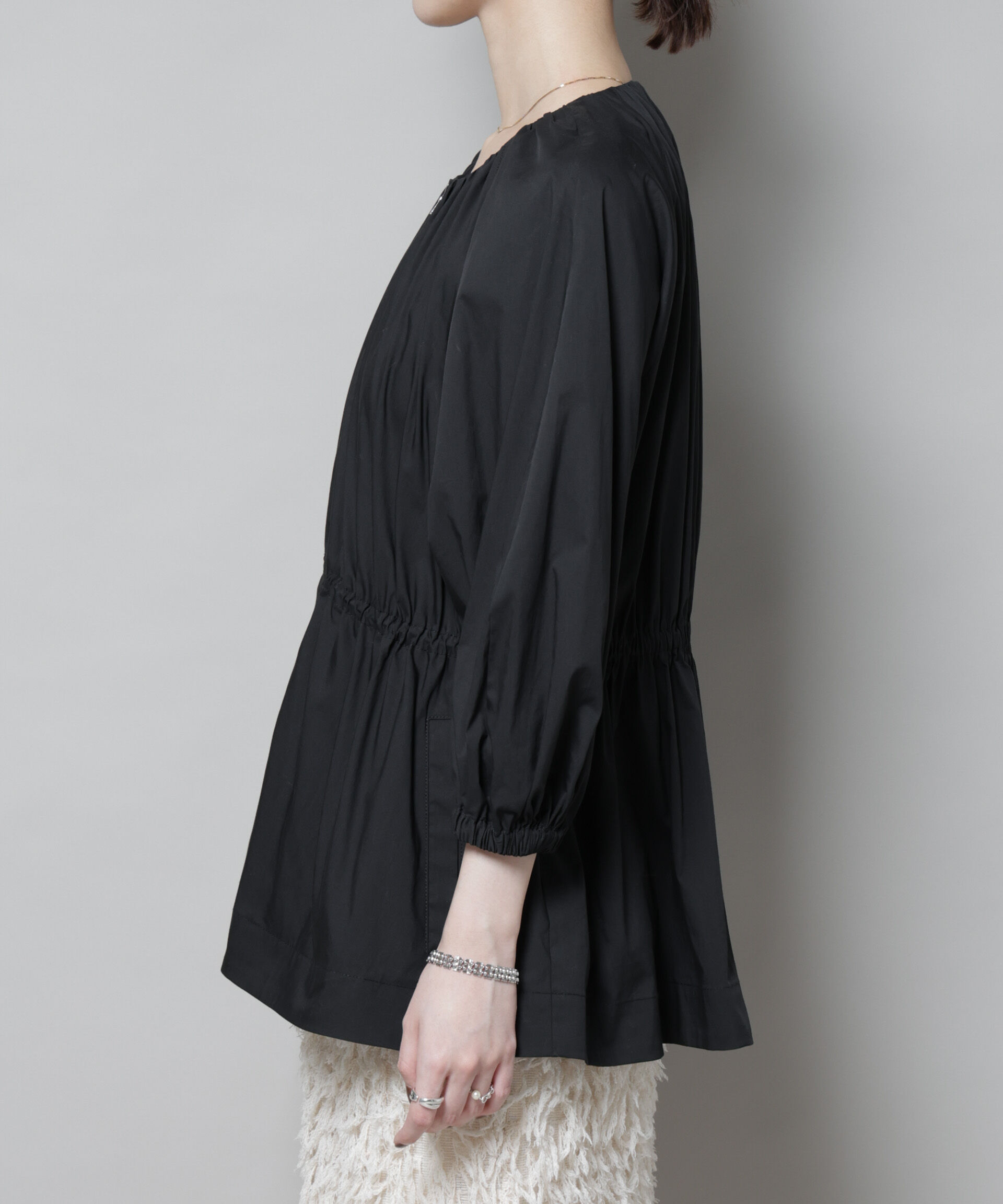 nano･universe「タイプライタードロストギャザーブルゾン」|ブルゾン・スタジャン|