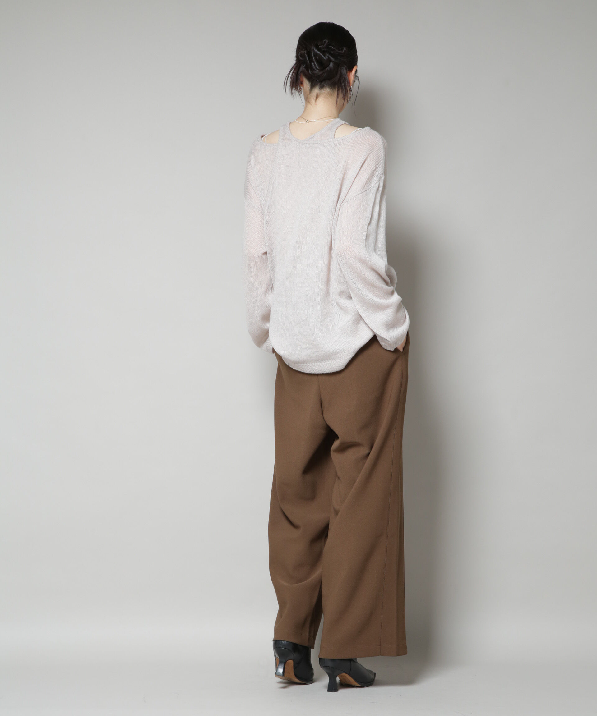 nano･universe「サイドタックカットジョーゼットパンツ」|チノ|