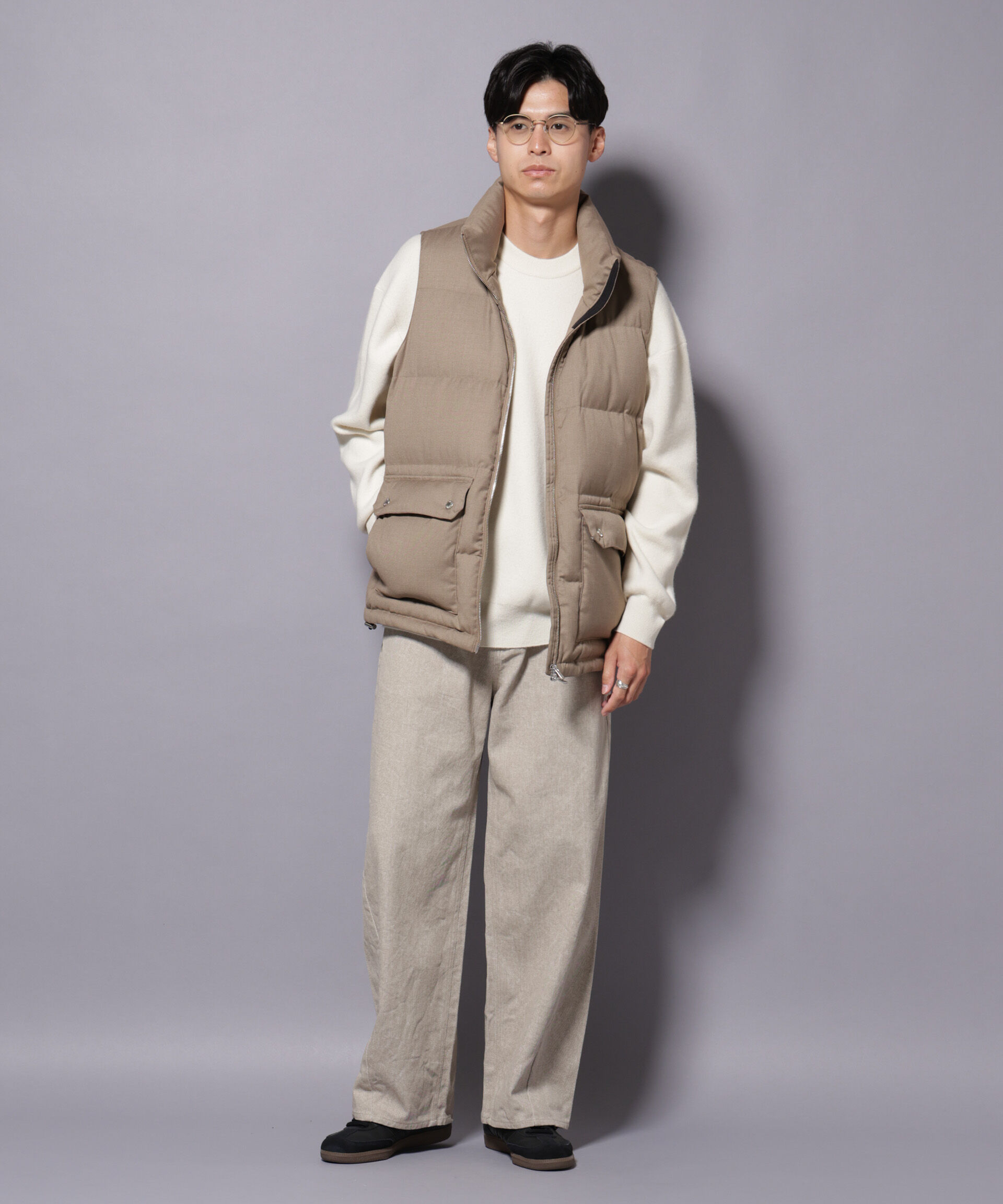 nano･universe「DELEGANTE エアリーサキソニー/グレンチェックTAIONダウンベスト」|ダウン|