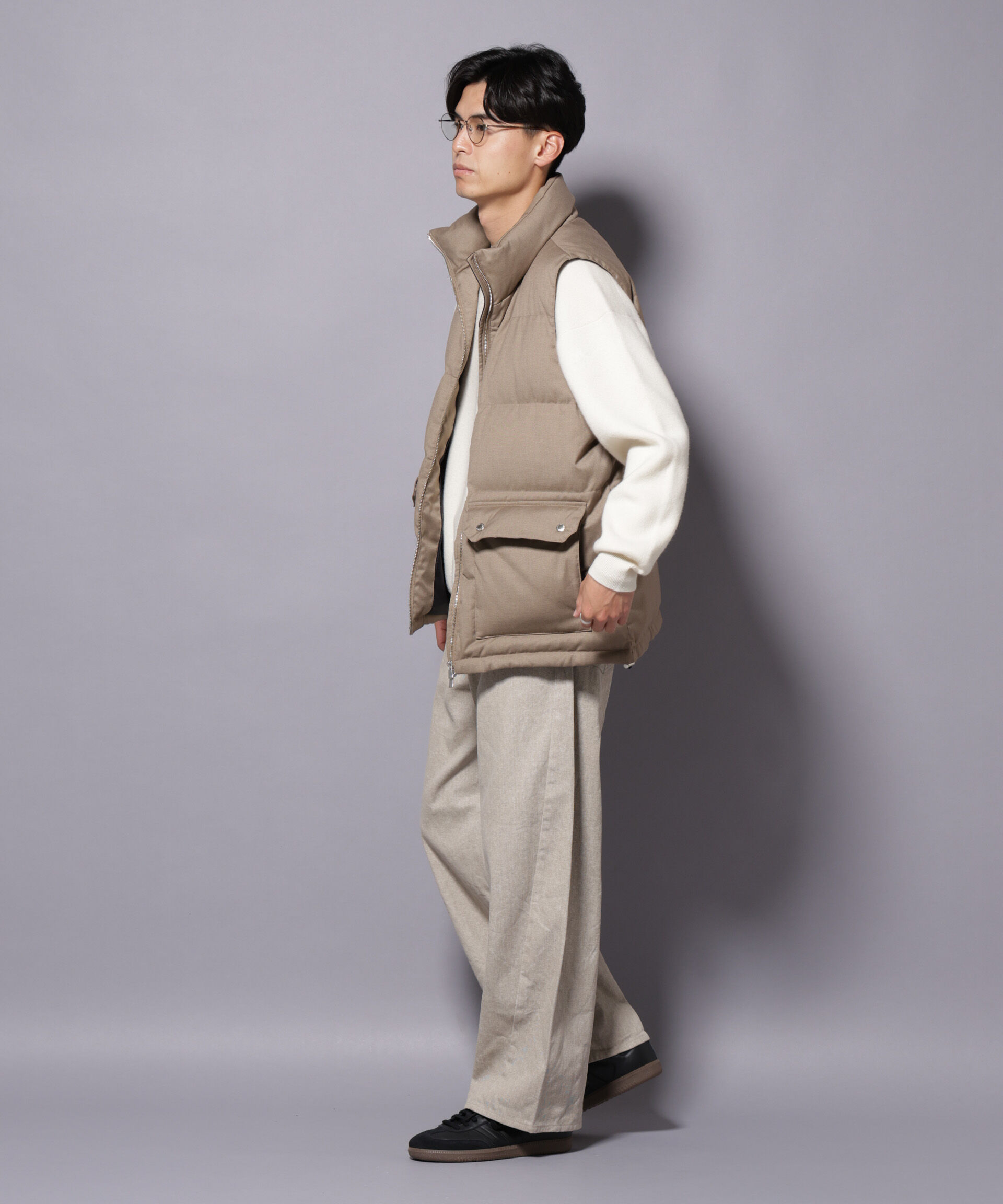 nano･universe「DELEGANTE エアリーサキソニー/グレンチェックTAIONダウンベスト」|ダウン|