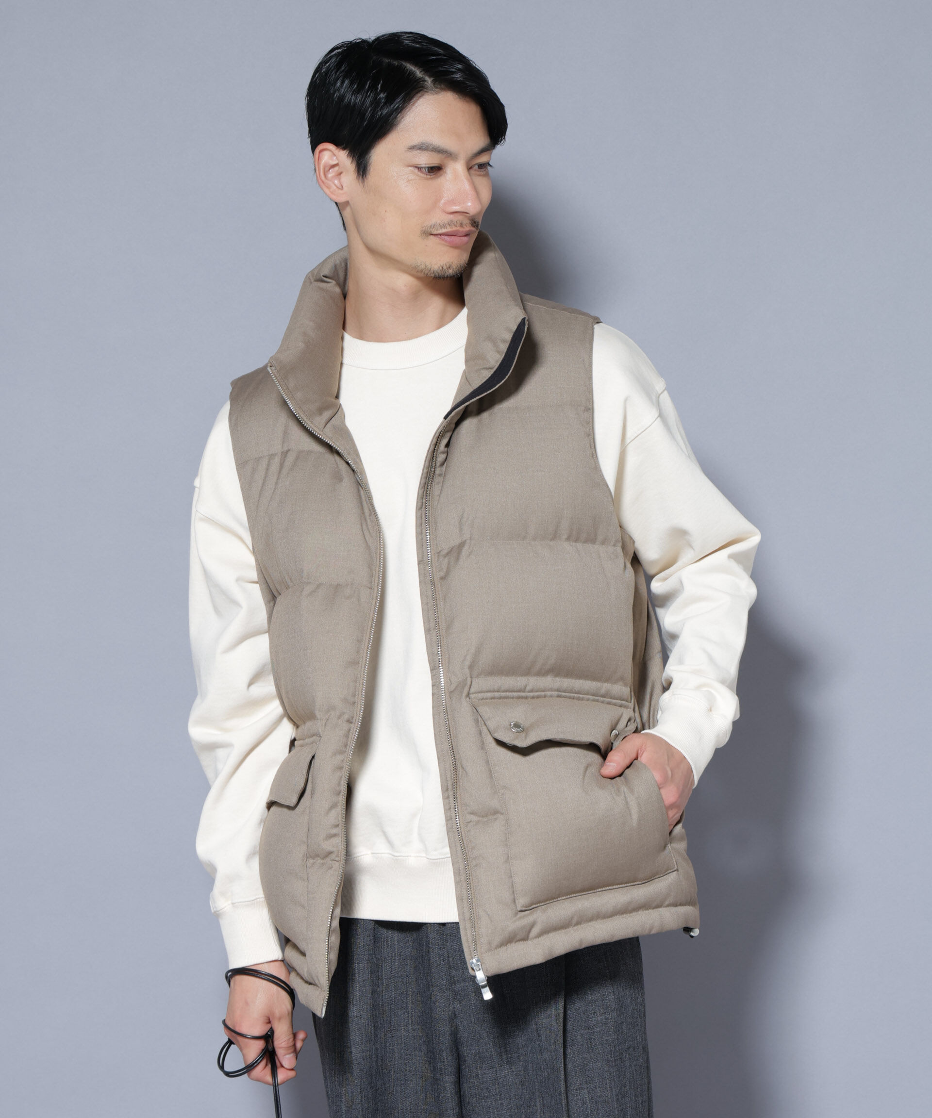 nano･universe「DELEGANTE エアリーサキソニー/グレンチェックTAIONダウンベスト」|ダウン|