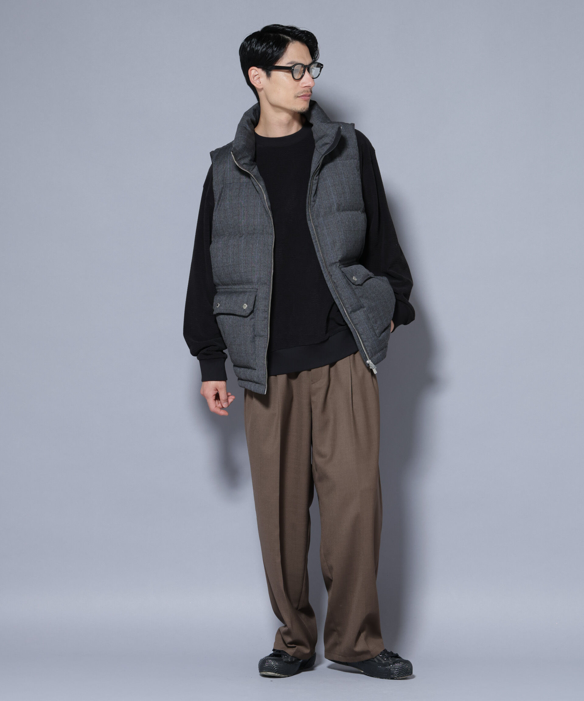 nano･universe「DELEGANTE エアリーサキソニー/グレンチェックTAIONダウンベスト」|ダウン|