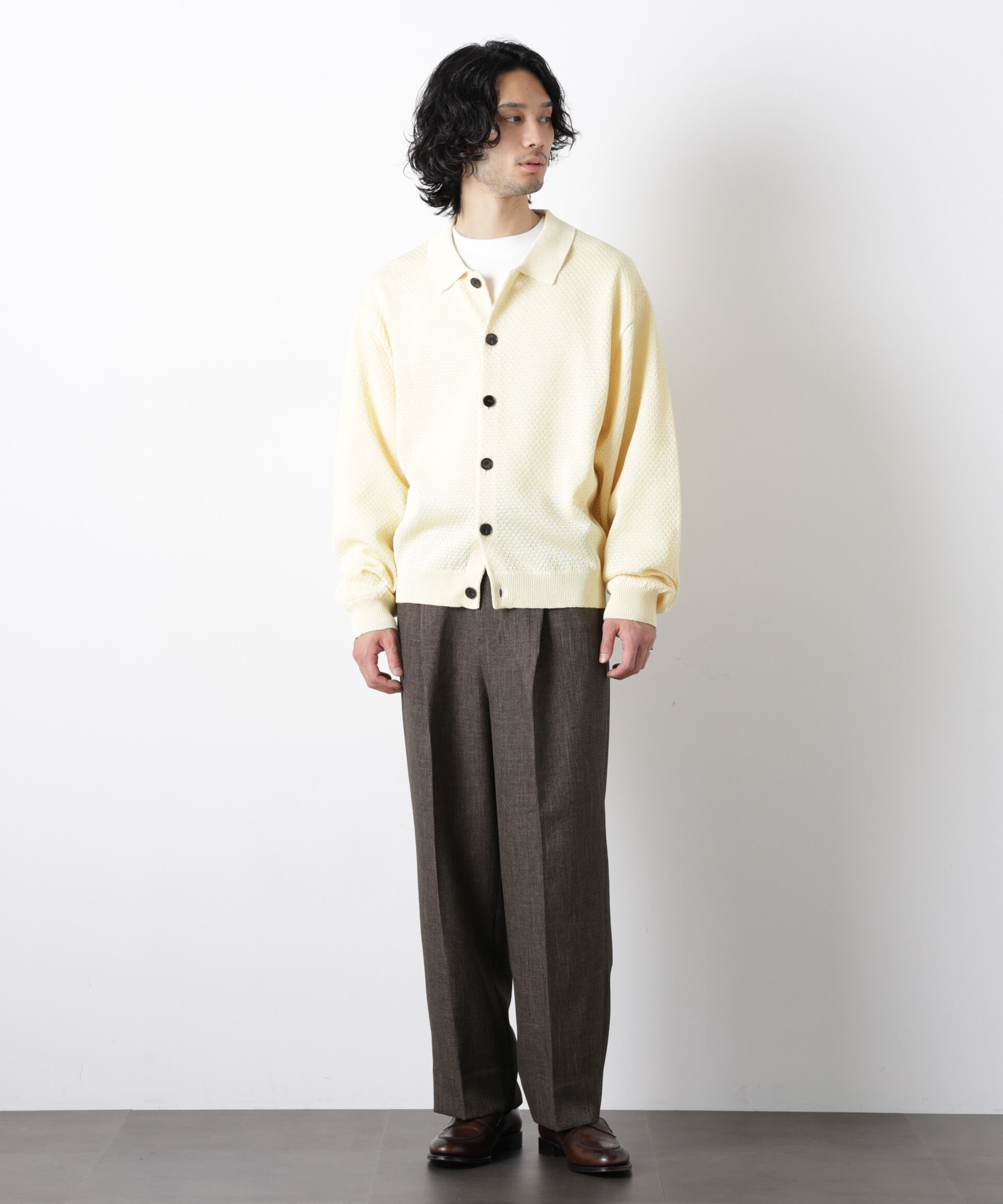 nano･universe「「大人のワイドパンツ」シャークスキンイージースラックス」|チノ|