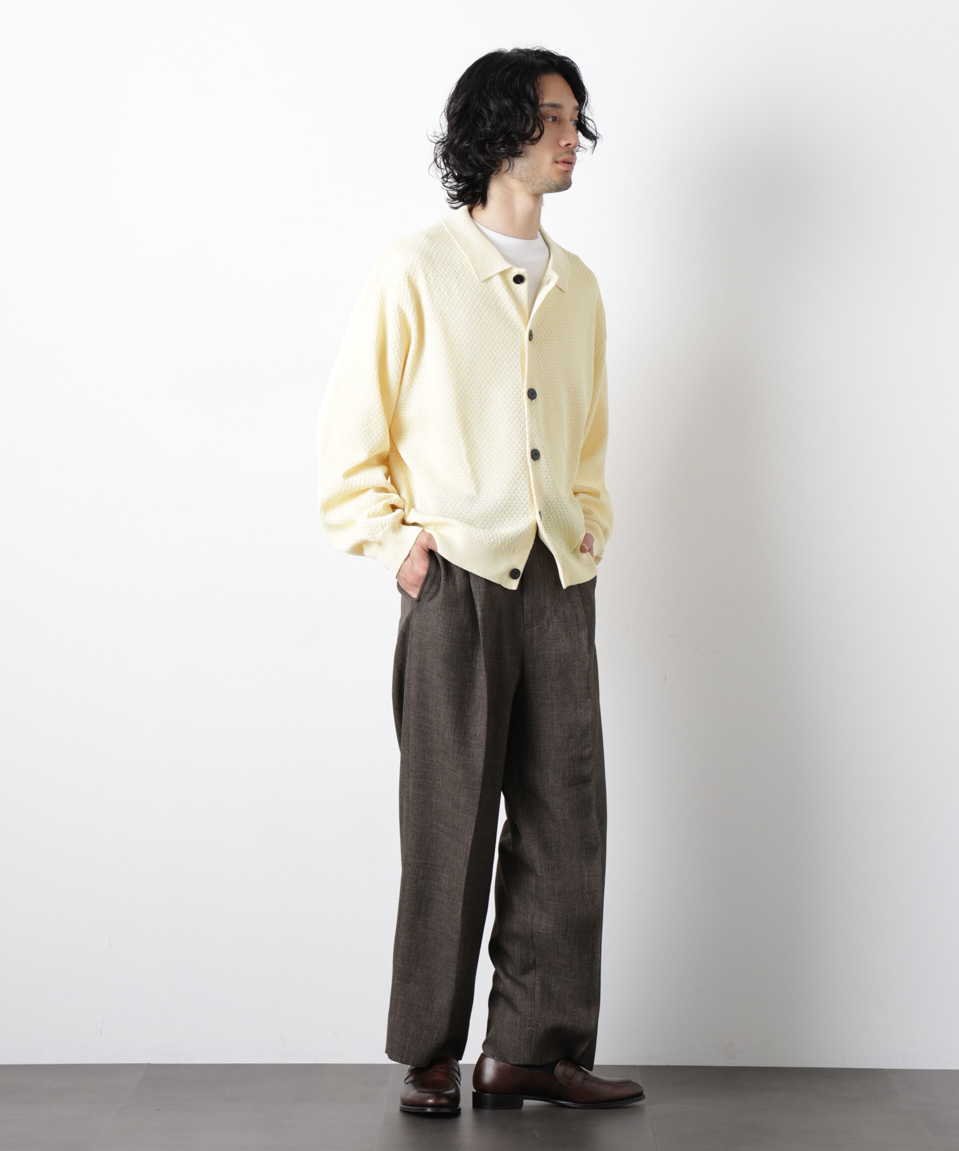 nano･universe「「大人のワイドパンツ」シャークスキンイージースラックス」|チノ|