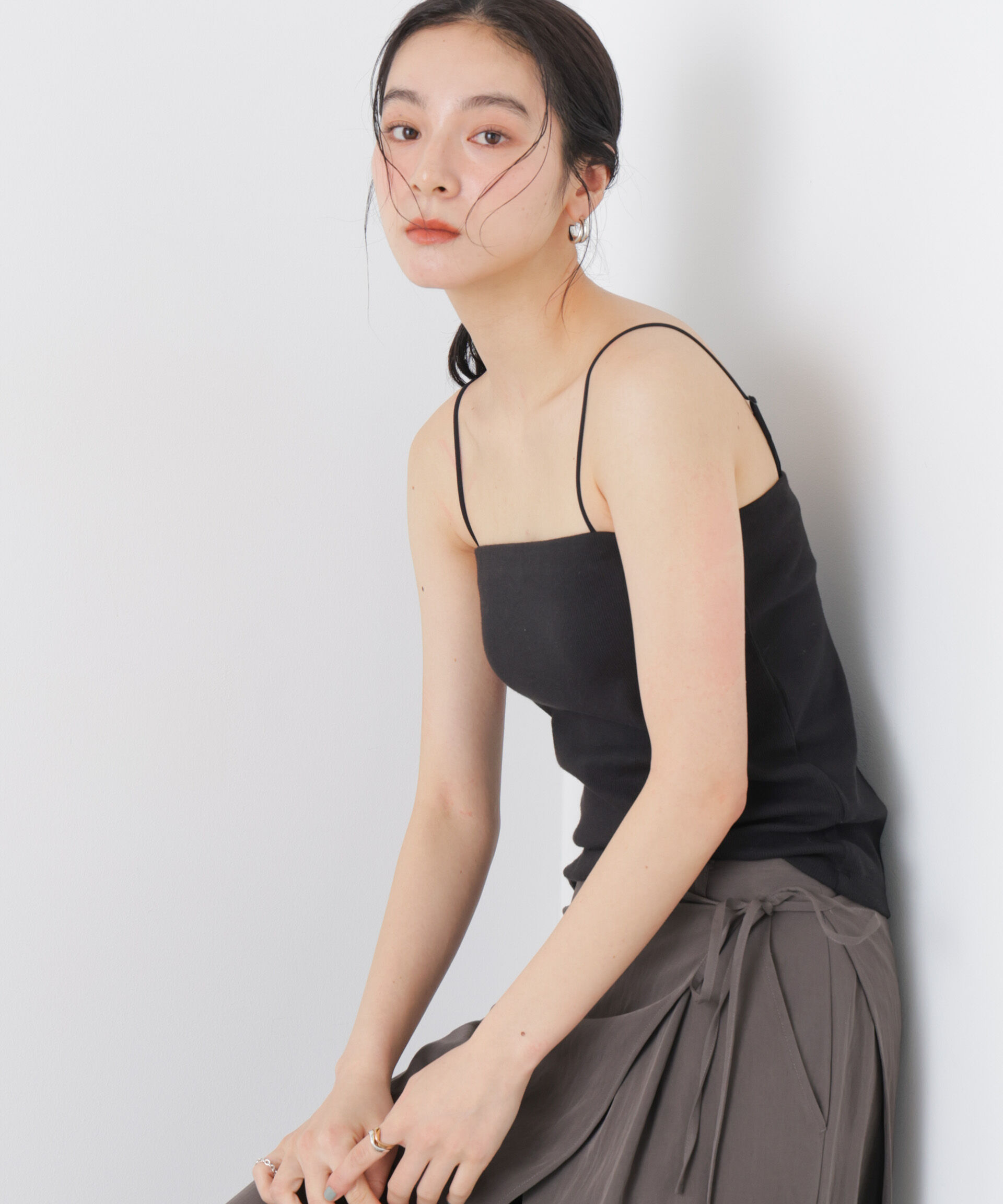 nano･universe「カップ付き2wayキャミベアトップ」|Tシャツ・カットソー|ブラック