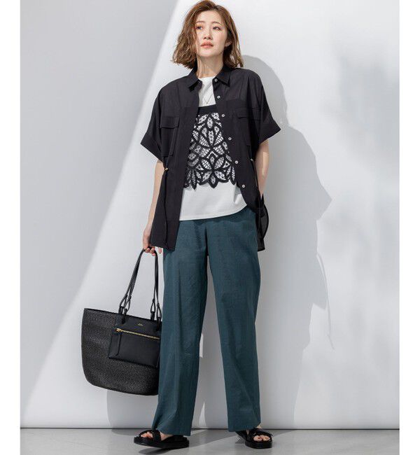 23区「【洗える】ライトシアーマットクロス ミリタリーディティール シャツ」|シャツ・ブラウス|