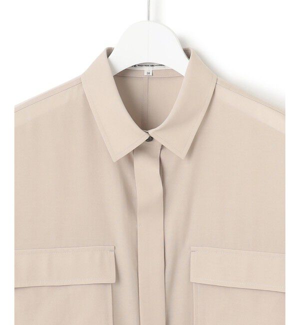 23区「【洗える】ライトシアーマットクロス ミリタリーディティール シャツ」|シャツ・ブラウス|