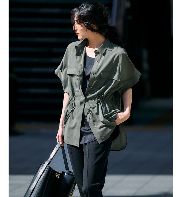 23区「【洗える】ライトシアーマットクロス ミリタリーディティール シャツ」|シャツ・ブラウス|