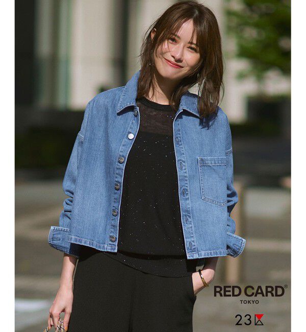 23区「【見上愛さん着用/RED CARD TOKYO&times;23区】クロップド デニム ジャケット」|デニムジャケット|ライトブルー