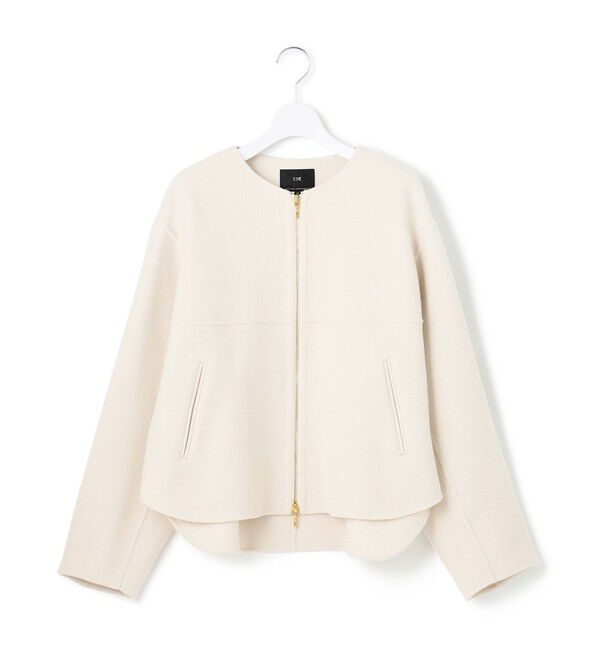 23区「ウールライトリバー ノーカラー ショートコート」|ノーカラーコート|