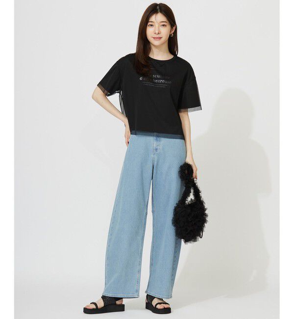 ANY SIS「【洗える】シアーチュールロゴ Tシャツ」|Tシャツ・カットソー|