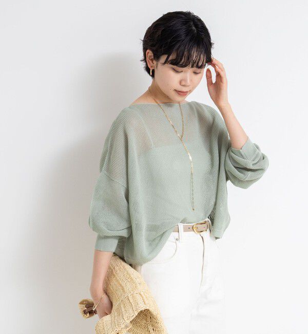 NOLLEY'S「《手洗い可能》ドライメッシュショートプルオーバーニット」|ニット・セーター|