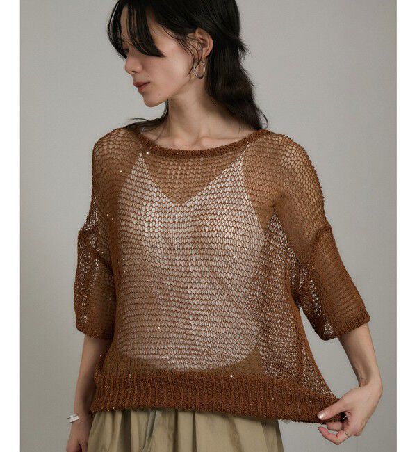 SALON adam et rope'「ギマコットンスパンコールプルオーバー」|ニット・セーター|