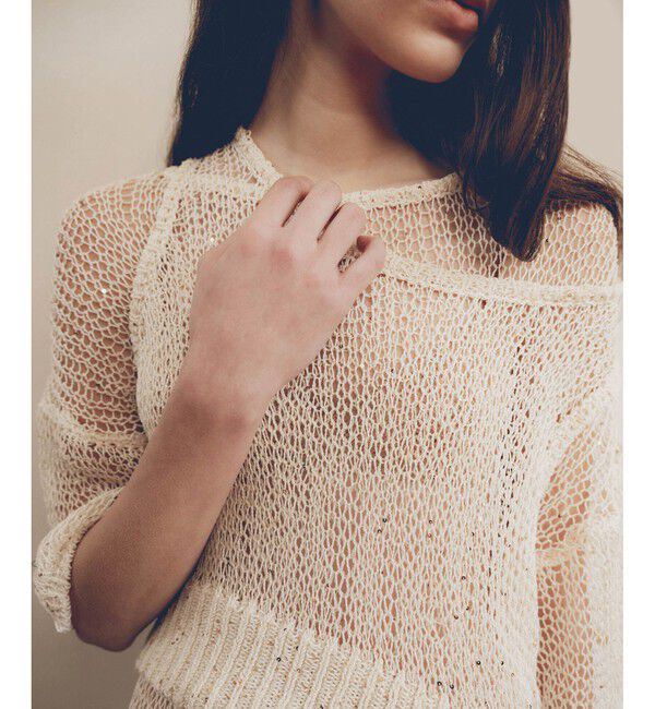 SALON adam et rope'「ギマコットンスパンコールプルオーバー」|ニット・セーター|オフホワイト(15)