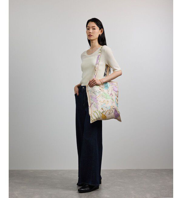 ROPE「【YUKO SAEKI for ROPE&rsquo;・コラボ】スカーフ柄プリント シルクトートバッグ【A4対応】」|トートバッグ|