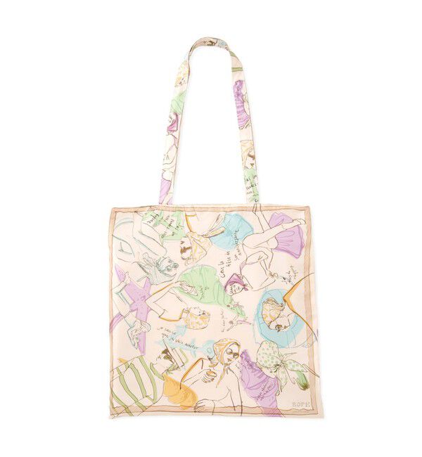 ROPE「【YUKO SAEKI for ROPE&rsquo;・コラボ】スカーフ柄プリント シルクトートバッグ【A4対応】」|トートバッグ|