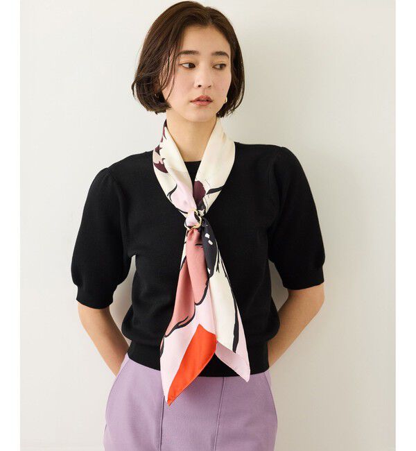 ROPE「金ボタン5分袖プルオーバー/イージーケア」|ニット・セーター|ブラック(01)