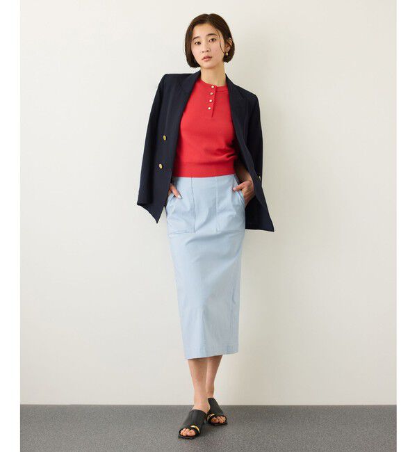 ROPE「金ボタン5分袖プルオーバー/イージーケア」|ニット・セーター|